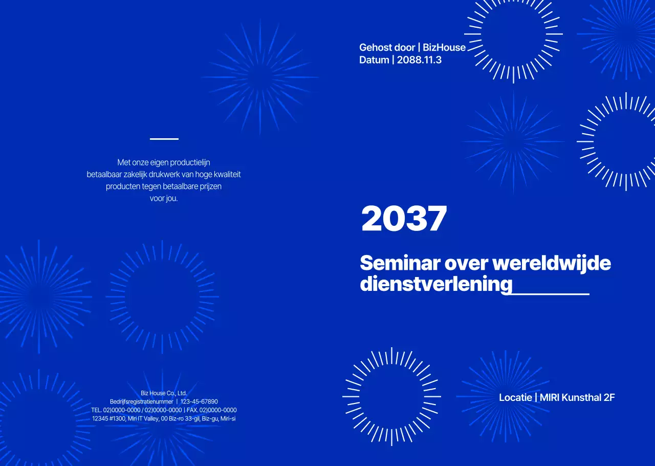 Introductie van een blauw getint, verfijnd bedrijfsseminar