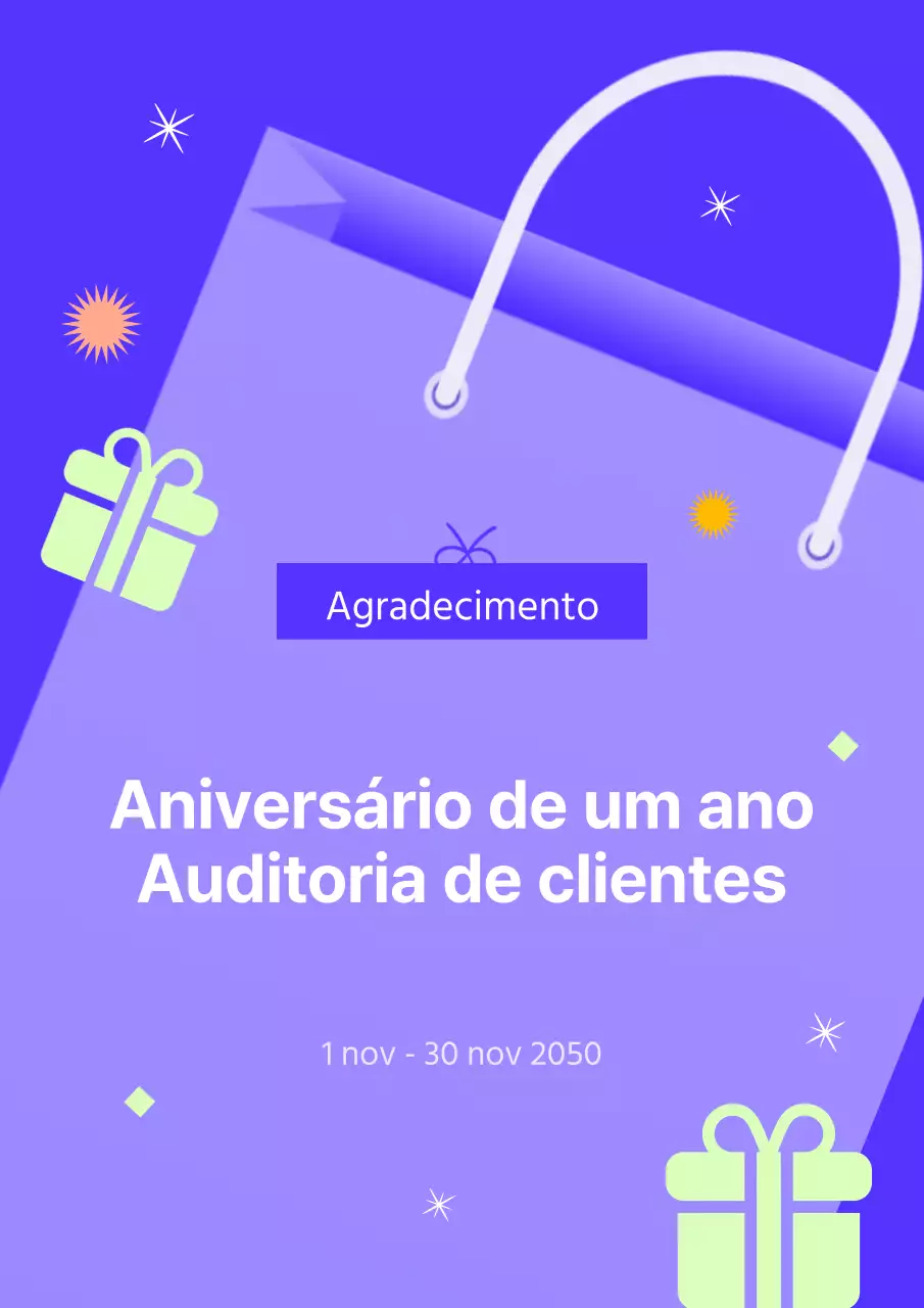 Anuncie um evento de agradecimento ao cliente com um toque de púrpura