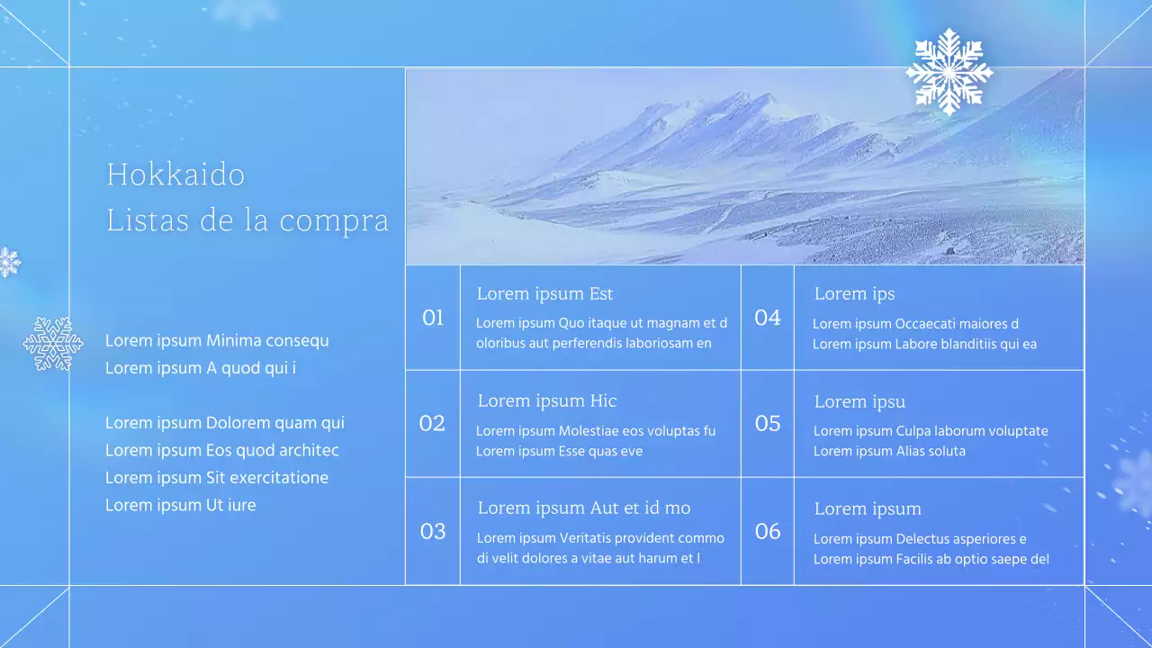 Información invernal sobre Hokkaido, Japón: azul y natural