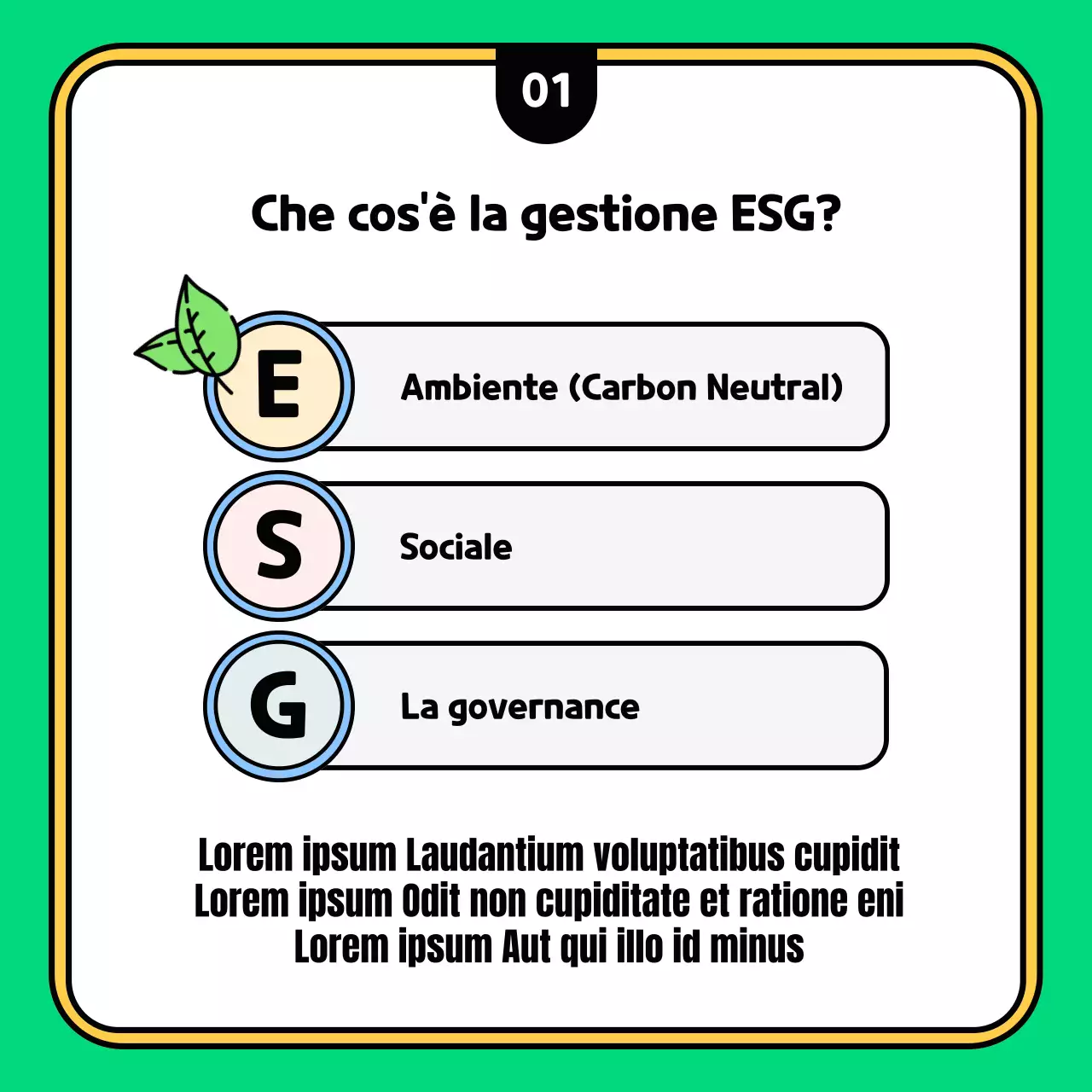 Spiegate la vostra strategia ESG kitsch verde e gialla
