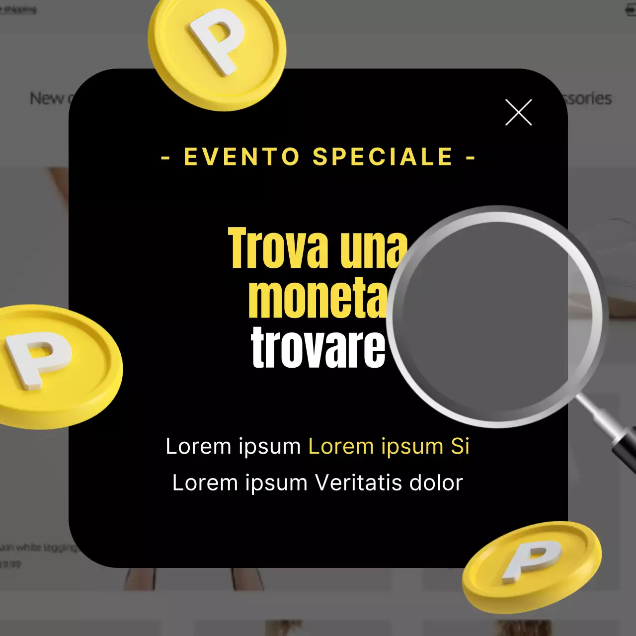 Promuovere un semplice evento di monete in nero e giallo