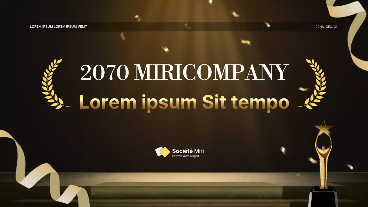 Une luxueuse présentation des performances en or et en brun et un rapport sur les événements de fin d'année