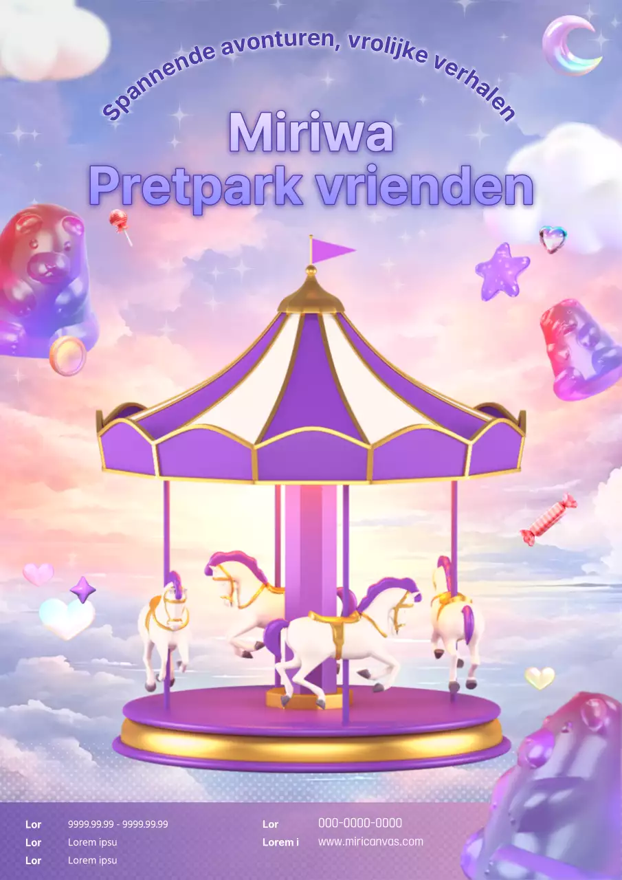 Schattig kindertheater in paars en roze promoten