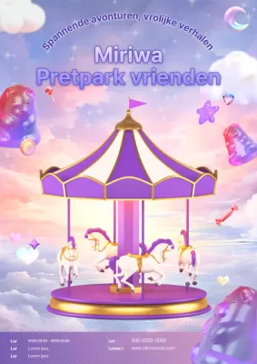 Schattig kindertheater in paars en roze promoten