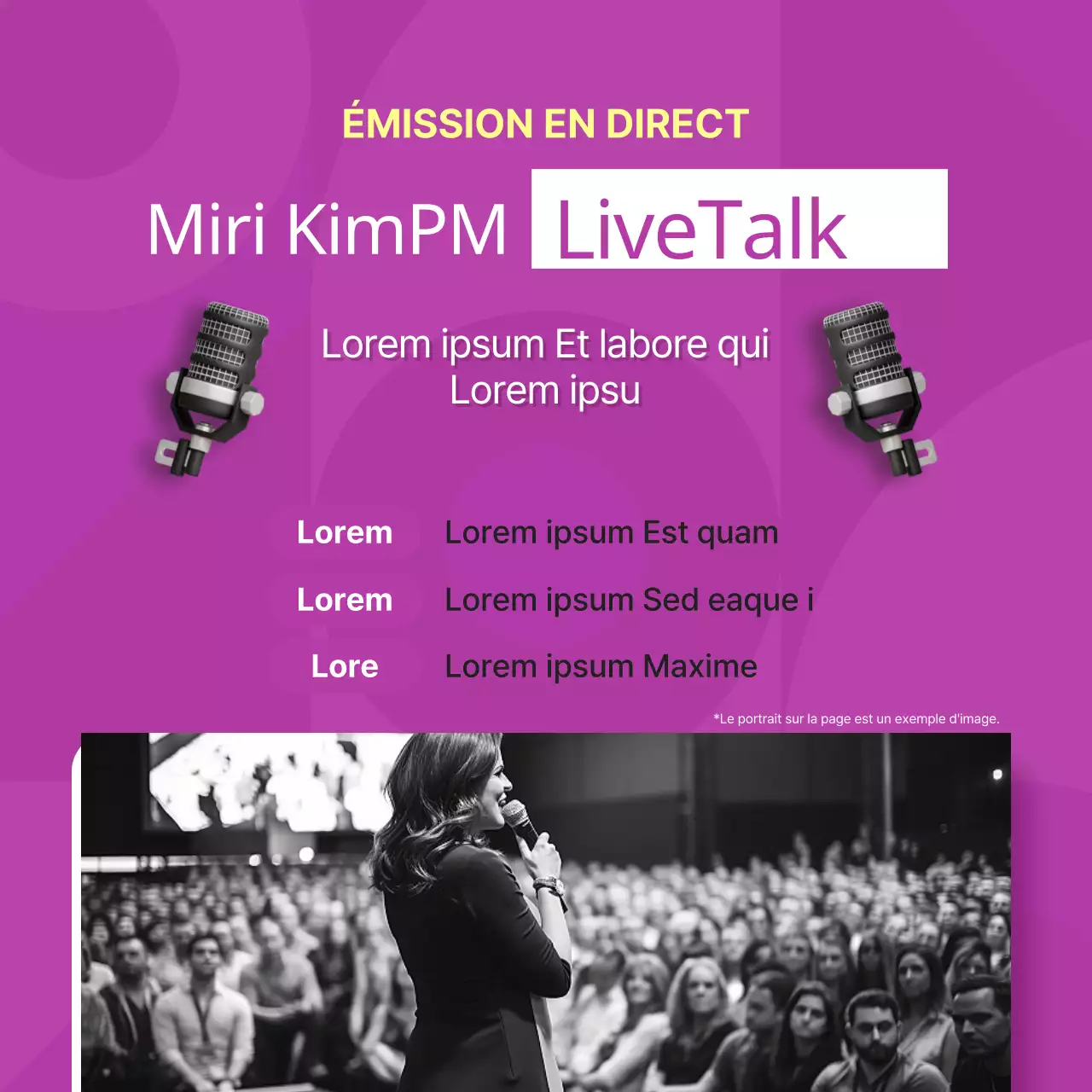 Promouvoir un entretien de personnalité d'entreprise simple en violet et rose