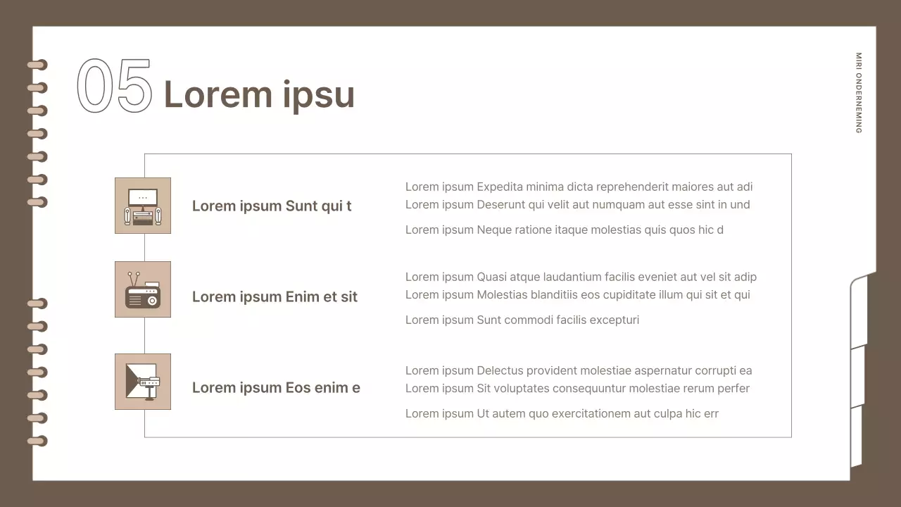 Eenvoudige, gemerkte evenementenplanner in bruin
