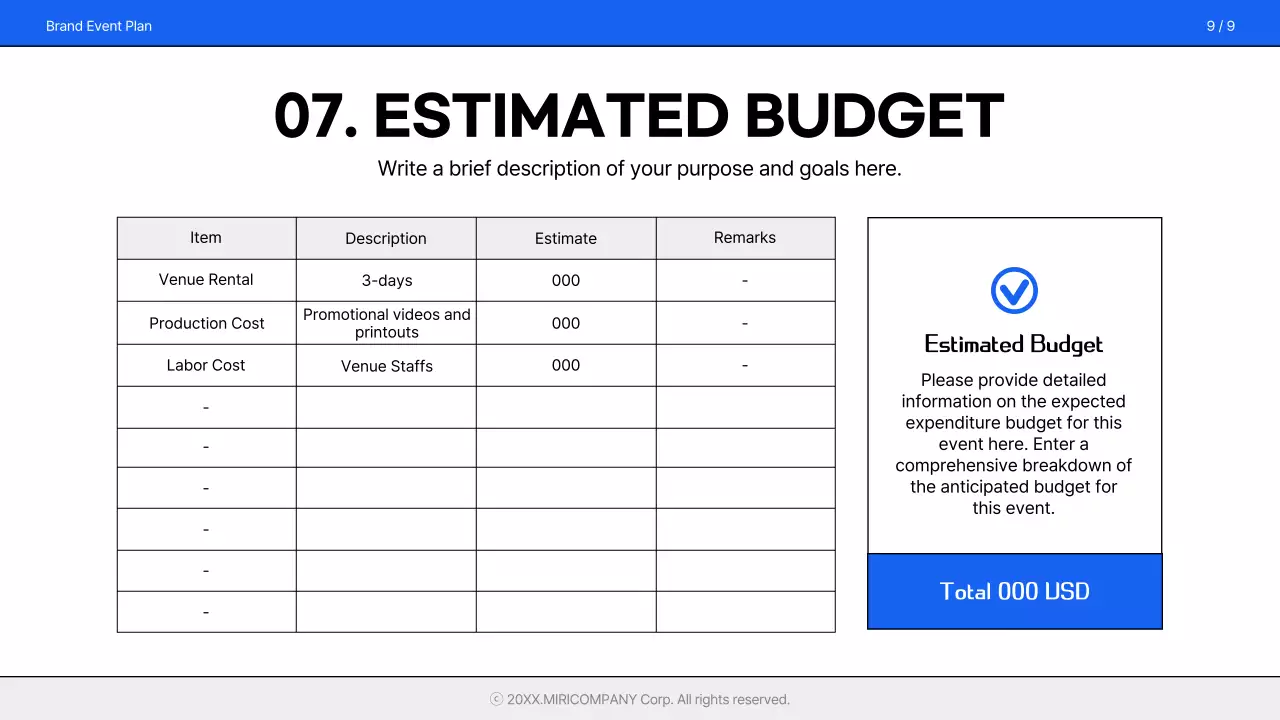 Blue Modern Event Plan Document Presentation