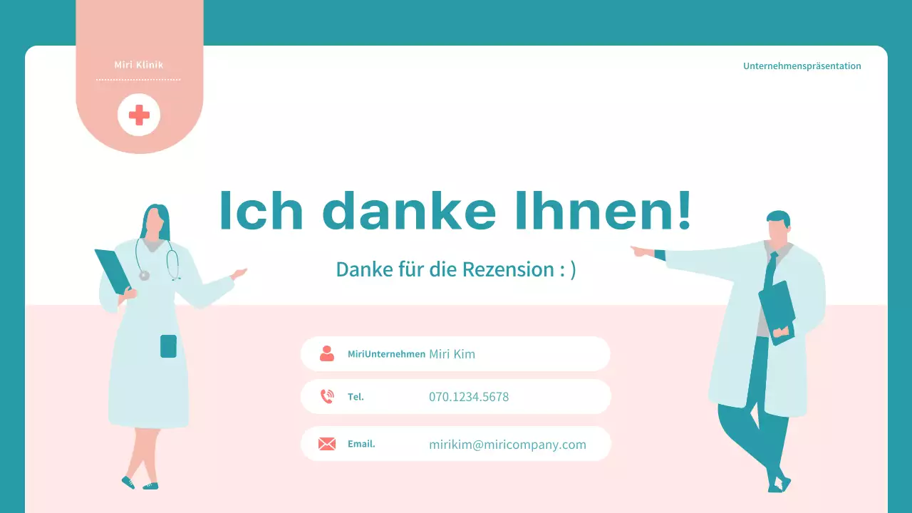Einfacher Marketingvorschlag für ein Krankenhaus in Blau und Rot