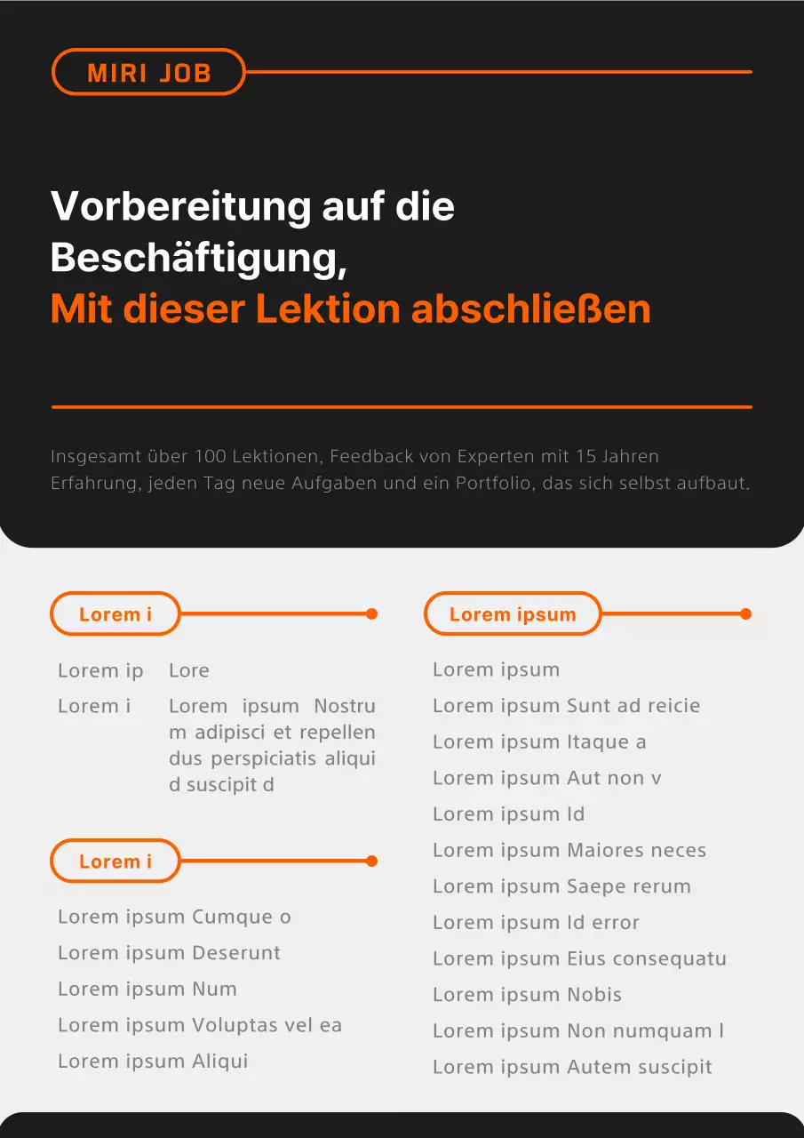 Förderung einer einfachen schwarz-orangenen Lektion zur Arbeitssuche