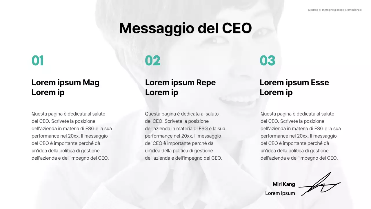 Sensazione di base con accenti di colore menta Rapporto ESG