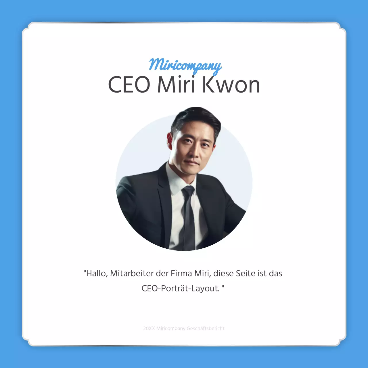 Ein einfacher Jahresendbericht in Hellblau und Weiß