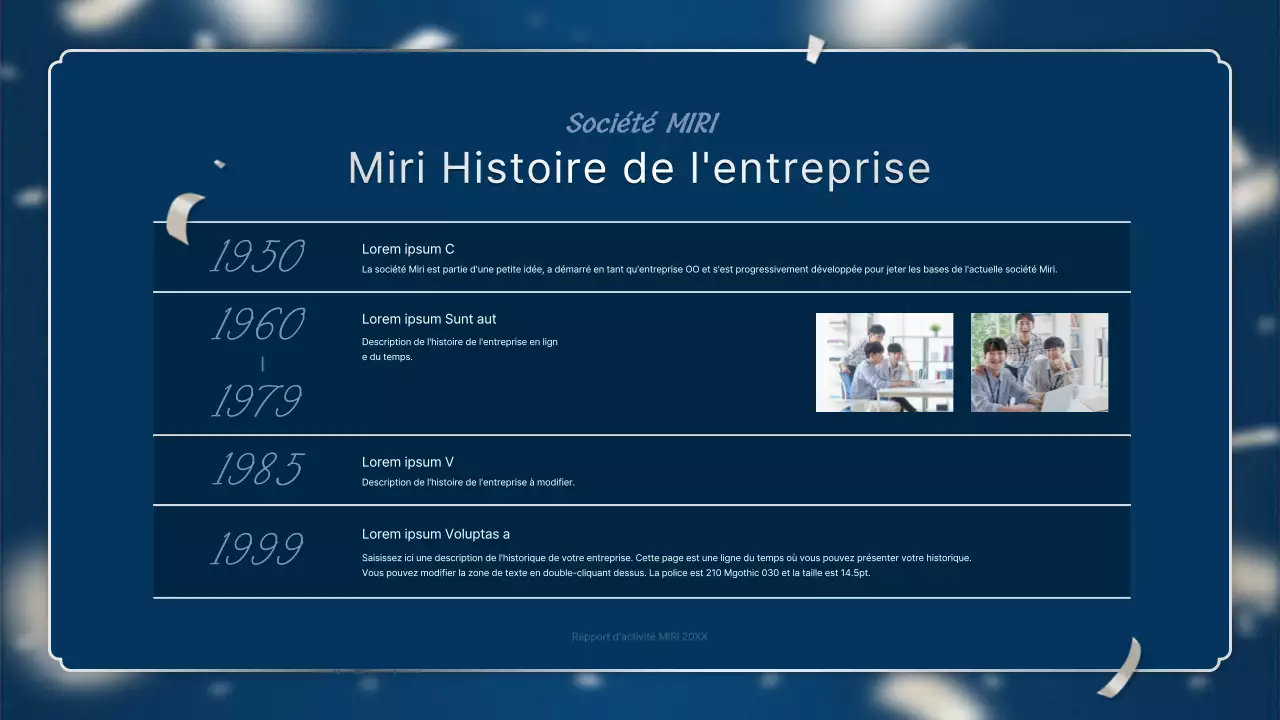 Un luxueux rapport de performance de fin d'année en bleu marine et argent