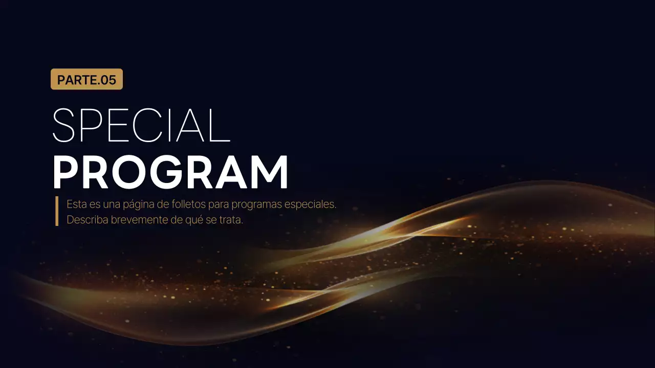 Una lujosa presentación de conferencia en azul marino y dorado