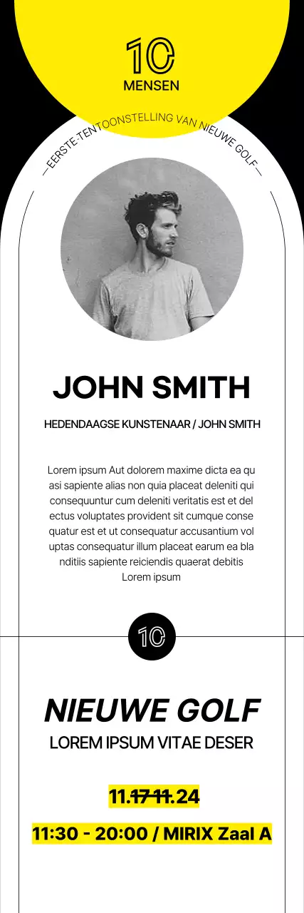 Hedendaagse kunsttentoonstellingen promoten en kunstenaars met stijl presenteren