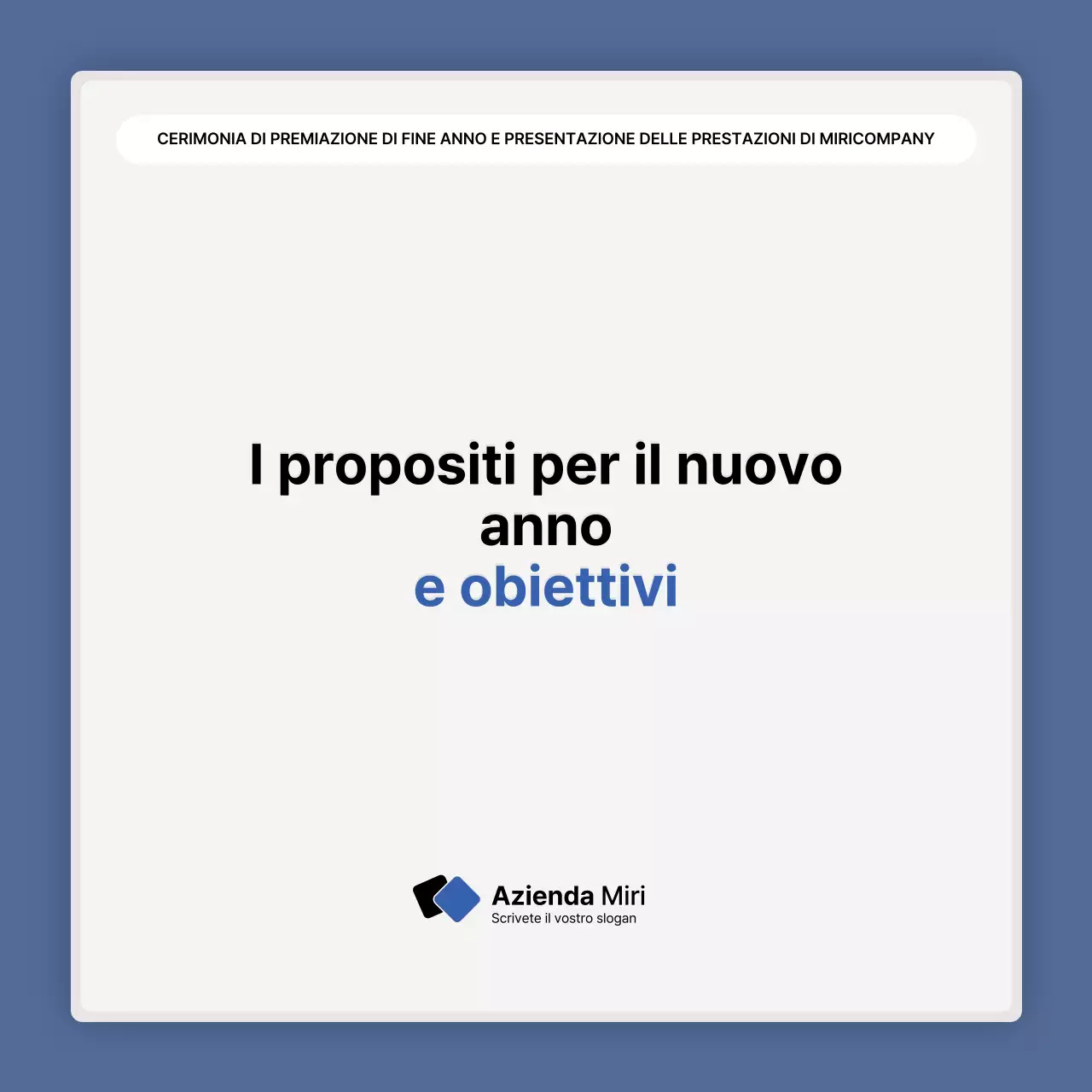 Una semplice presentazione delle prestazioni in bianco e blu e una relazione sull'evento di fine anno