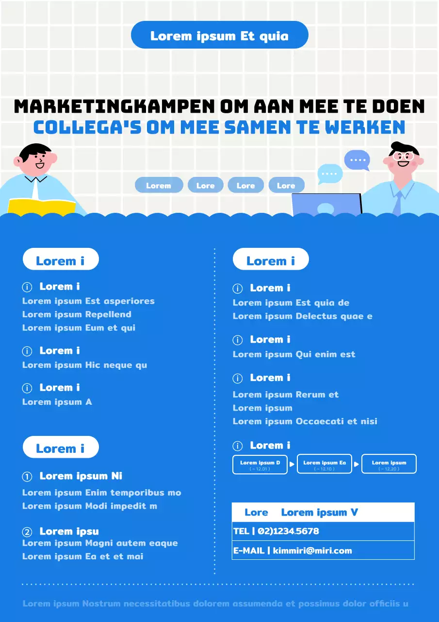 Een eenvoudige blauw-witte rekruteringsgids voor marketingkamps