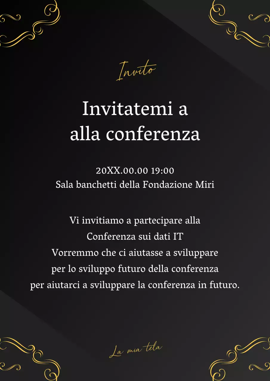 Un lussuoso invito alla conferenza in nero e giallo
