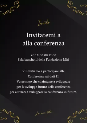 Un lussuoso invito alla conferenza in nero e giallo