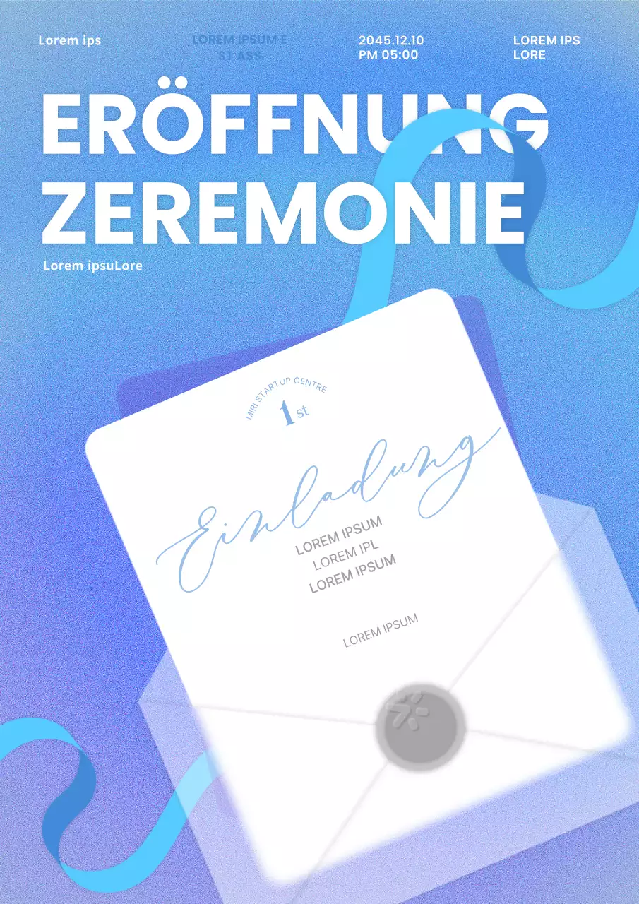 Einladung zur Eröffnung eines modernen Entrepreneurship Centers in Hellblau