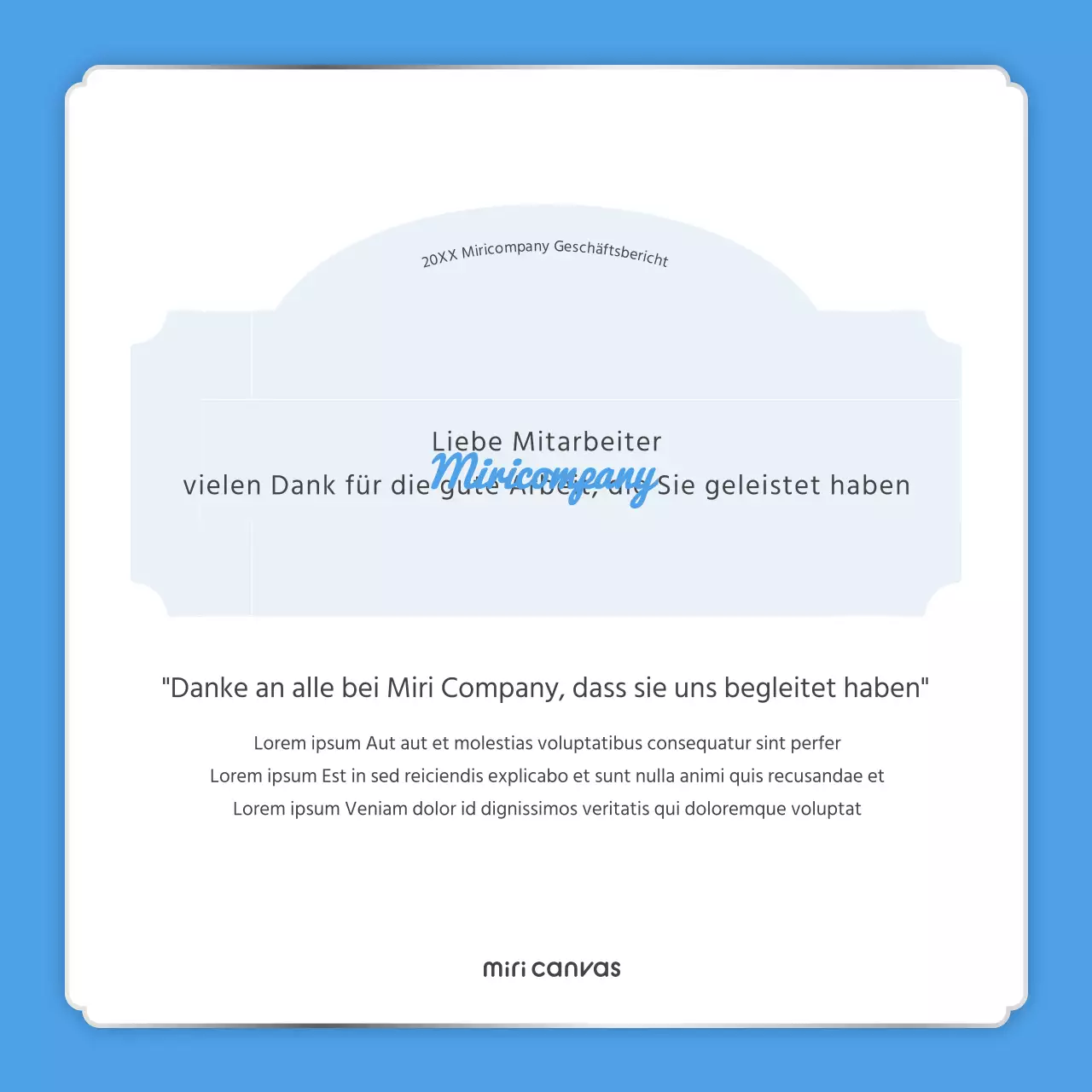 Ein einfacher Jahresendbericht in Hellblau und Weiß