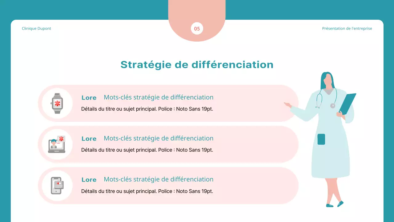Proposition simple de marketing hospitalier en bleu et rouge