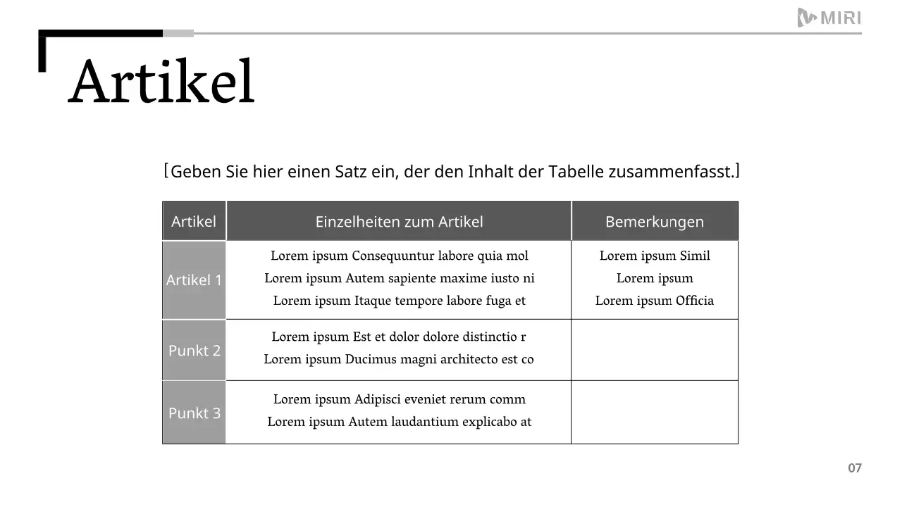 Ein einfacher druckbarer Bericht in Schwarz-Weiß