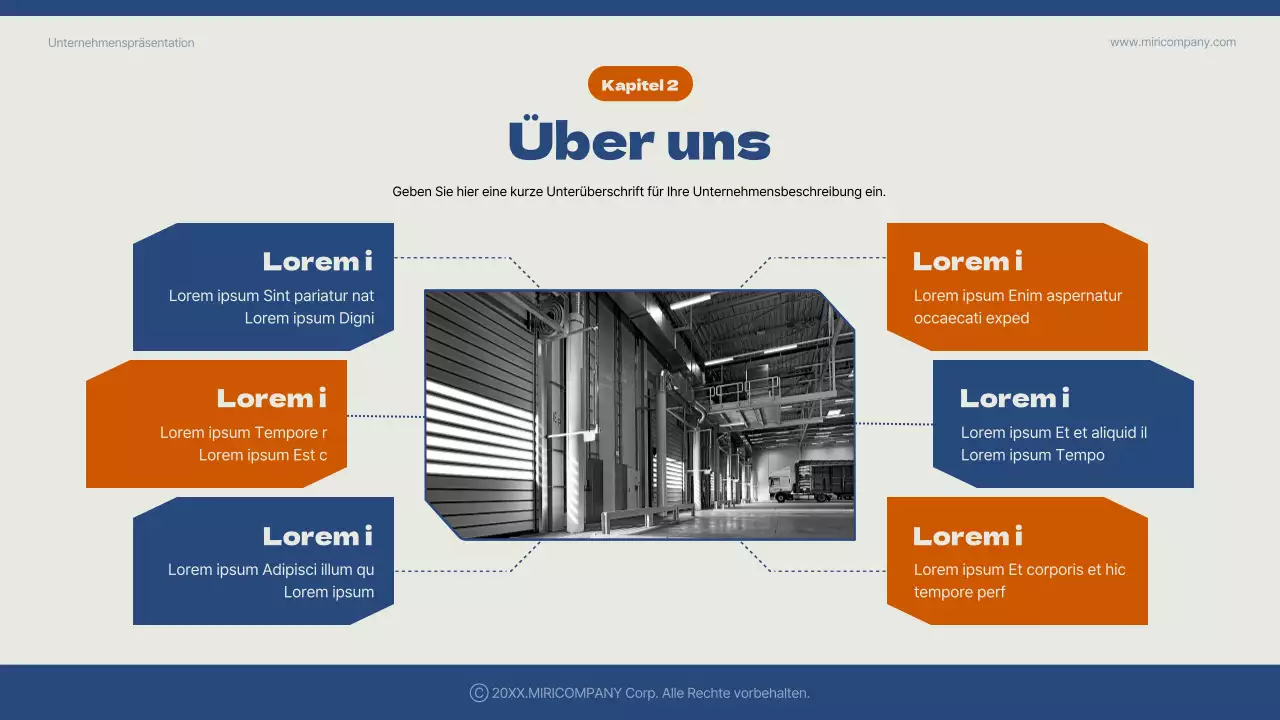 Ein einfacher Businessplan für das neue Jahr in Blau und Orange