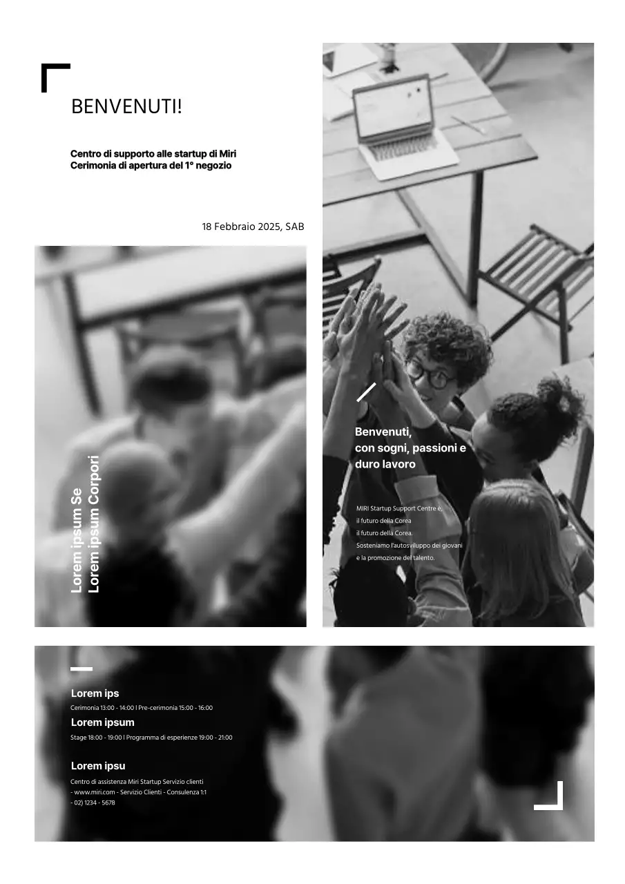 Moderno poster promozionale in bianco e nero per un'incubatrice di imprese