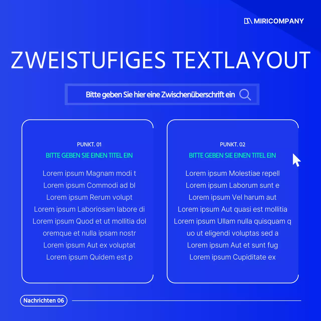 Ein einfacher blau-weißer Business-Newsletter