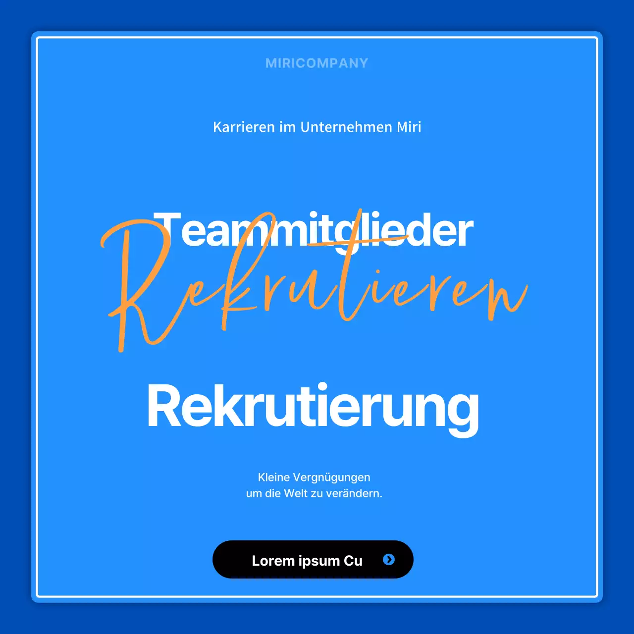 Minimalistische blaue und orangefarbene Stellenausschreibungen zur Förderung von Karrieremöglichkeiten