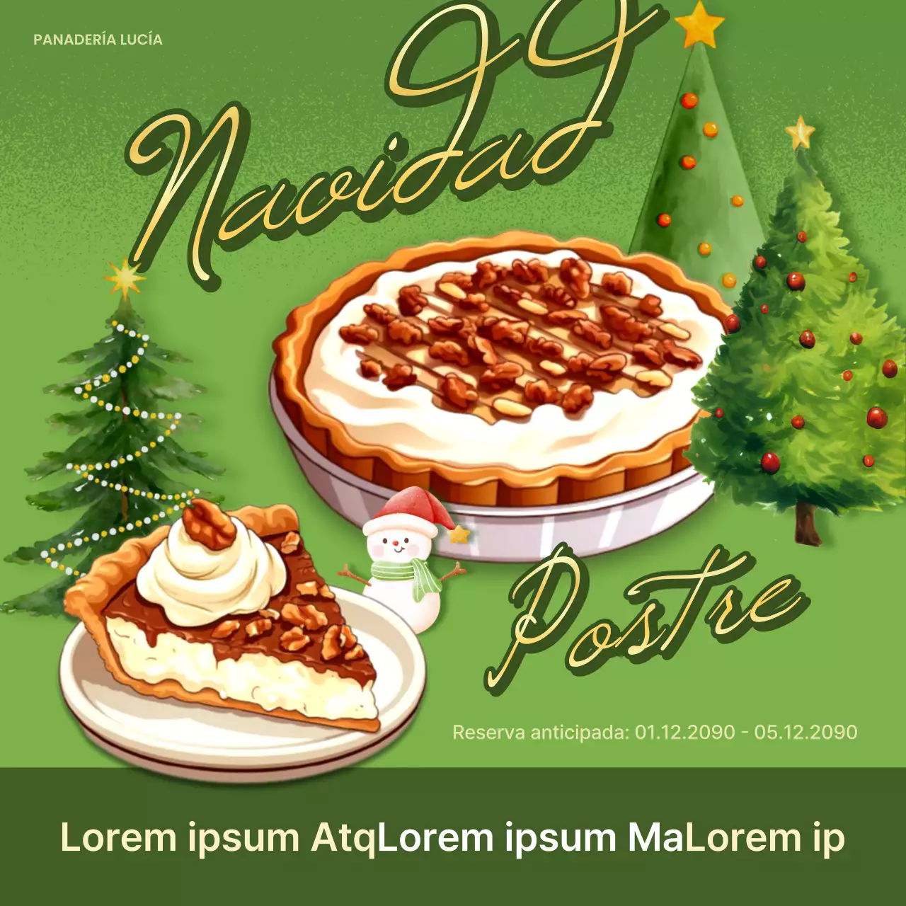 Promover postres navideños verdes y vintage