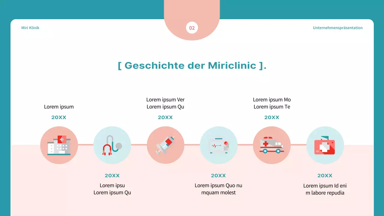 Einfacher Marketingvorschlag für ein Krankenhaus in Blau und Rot