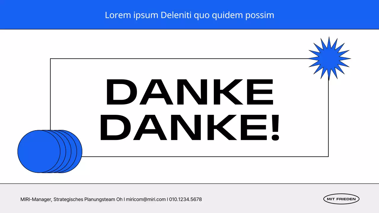 Ein einfacher, gebrandeter Veranstaltungsvorschlag in Blau und Weiß