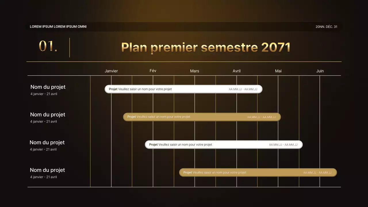 Une luxueuse présentation des performances en or et en brun et un rapport sur les événements de fin d'année
