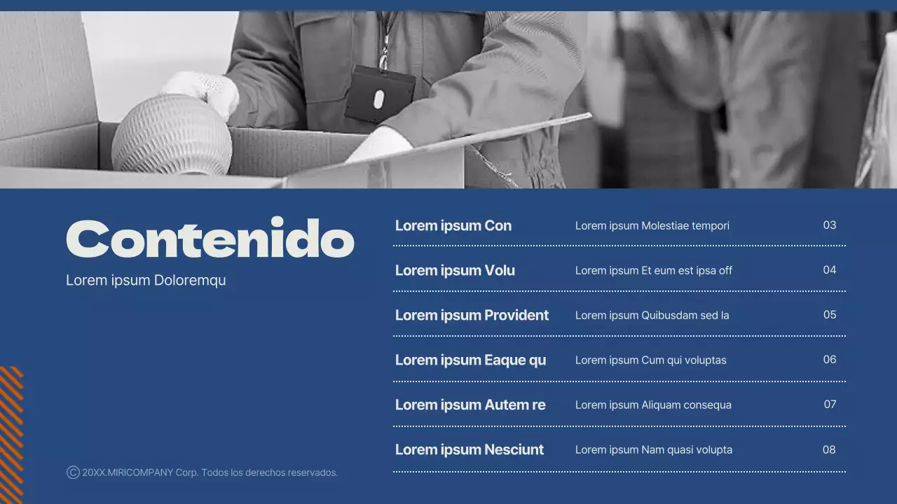 Un sencillo plan de negocios de Año Nuevo en azul y naranja