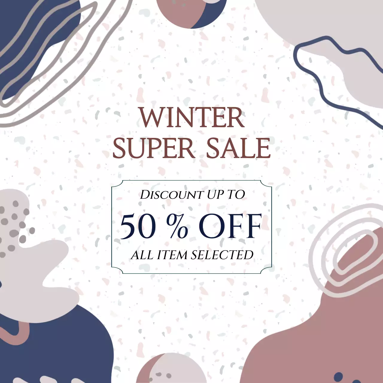 심플하고 우아한 겨울 세일 포스터 미적 모양의 소셜 미디어 광장