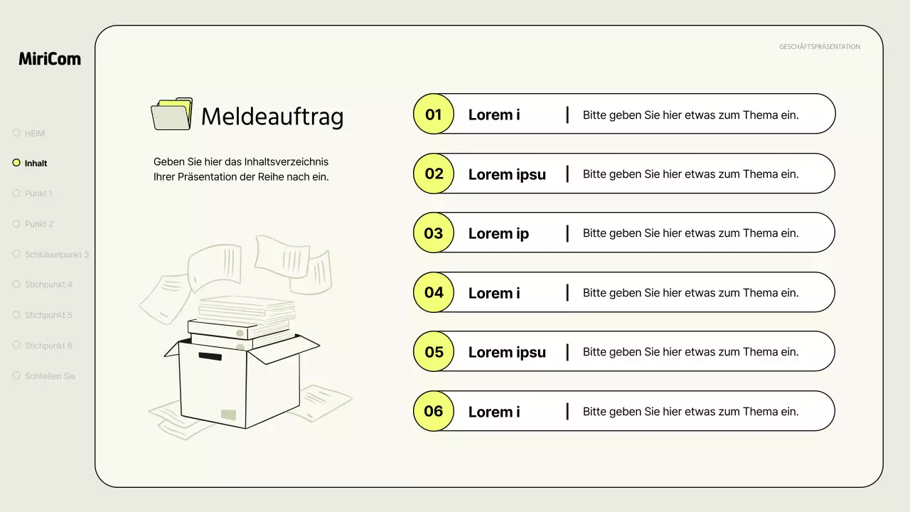 Ein einfacher Geschäftsbericht in Khaki und Neon