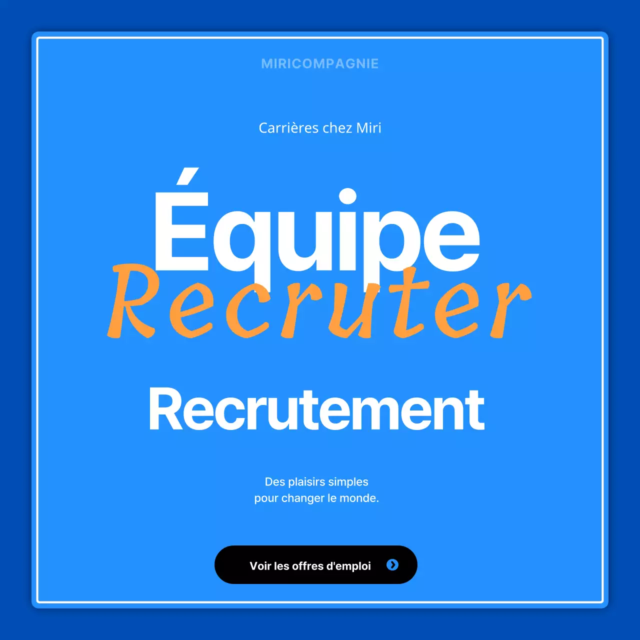 Des offres d'emploi minimalistes en bleu et orange pour promouvoir les opportunités de carrière