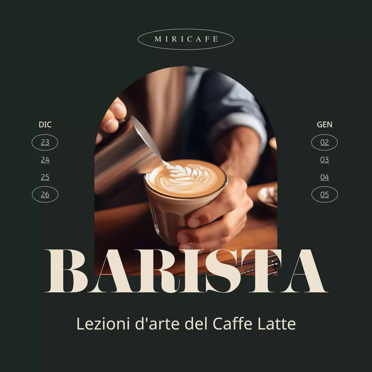 Un semplice annuncio di marca di un caffè in verde e avorio