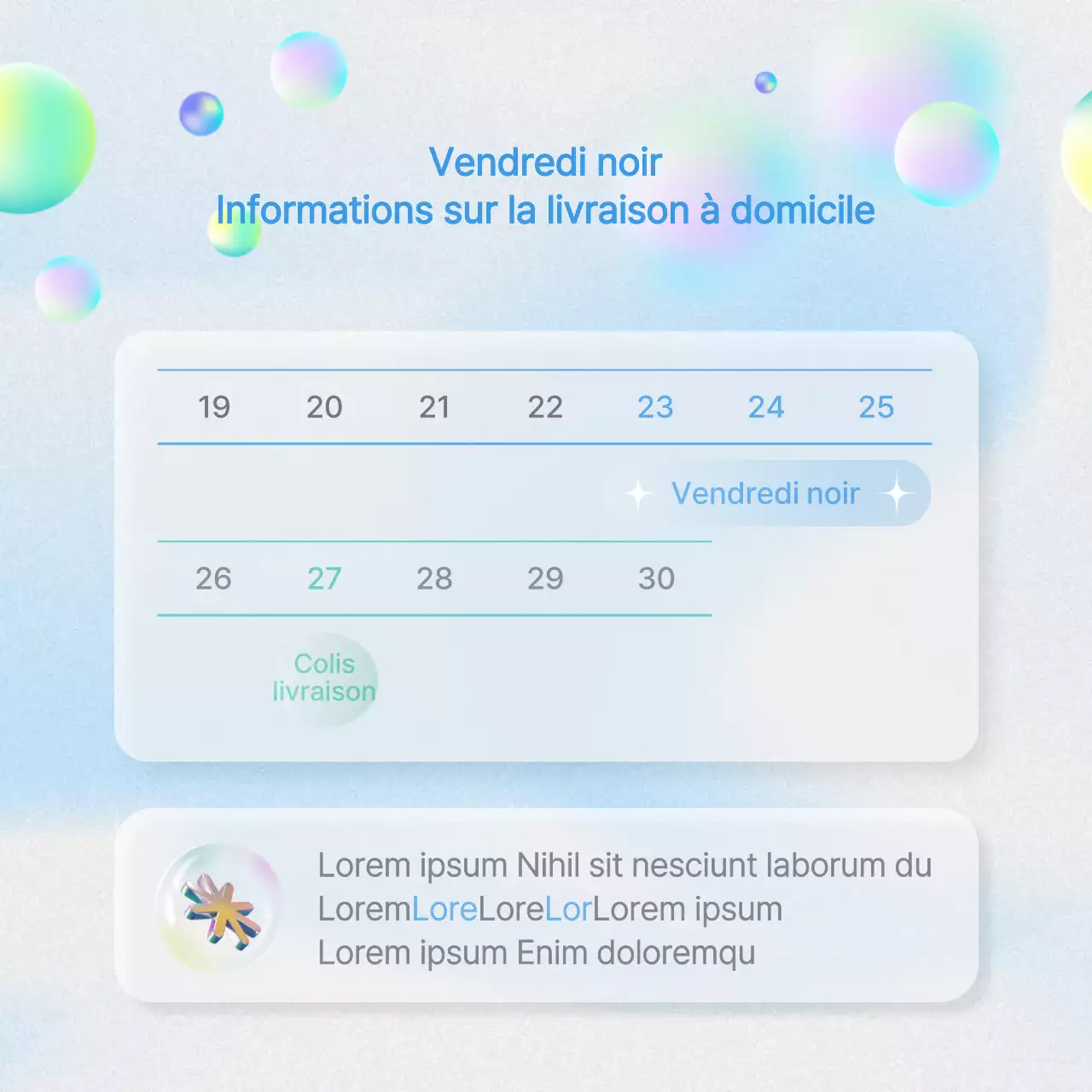Annonces du vendredi noir en bleu clair, dans l'air du temps