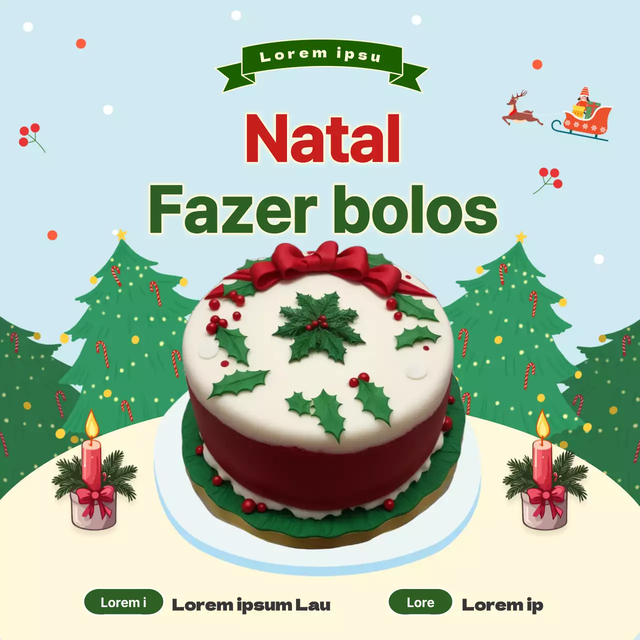 Promova a sua aula de um dia sobre o bolo de Natal verde e vintage