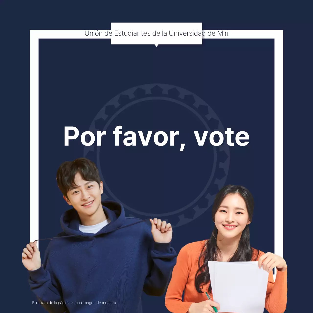 Un sencillo folleto de promesas electorales en azul marino y blanco