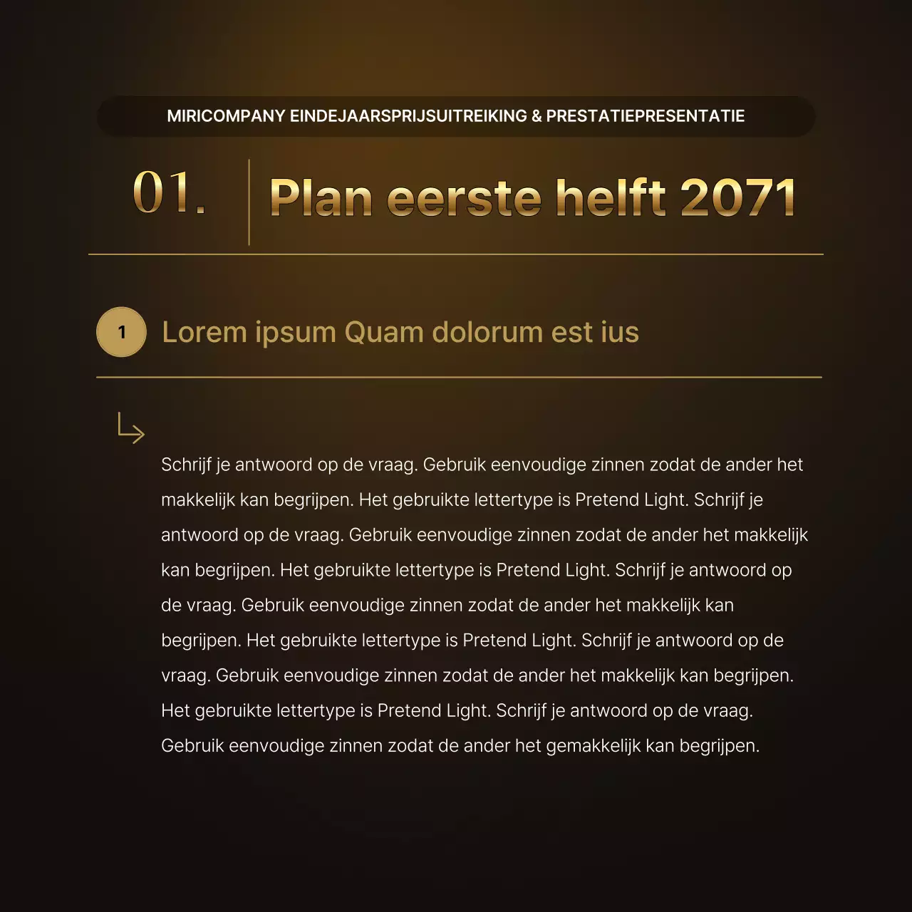 Luxe goud- en bruinpresentaties en eindejaarsverslagen