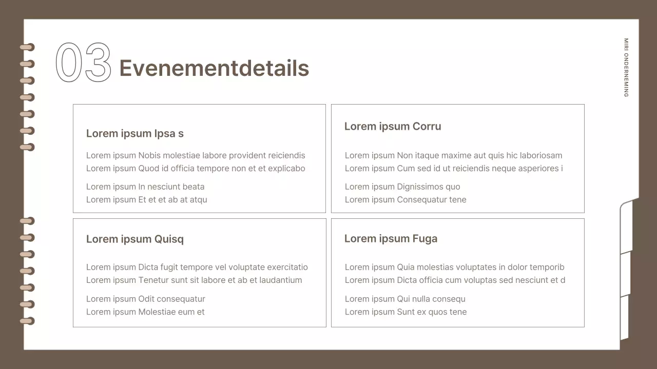 Eenvoudige, gemerkte evenementenplanner in bruin