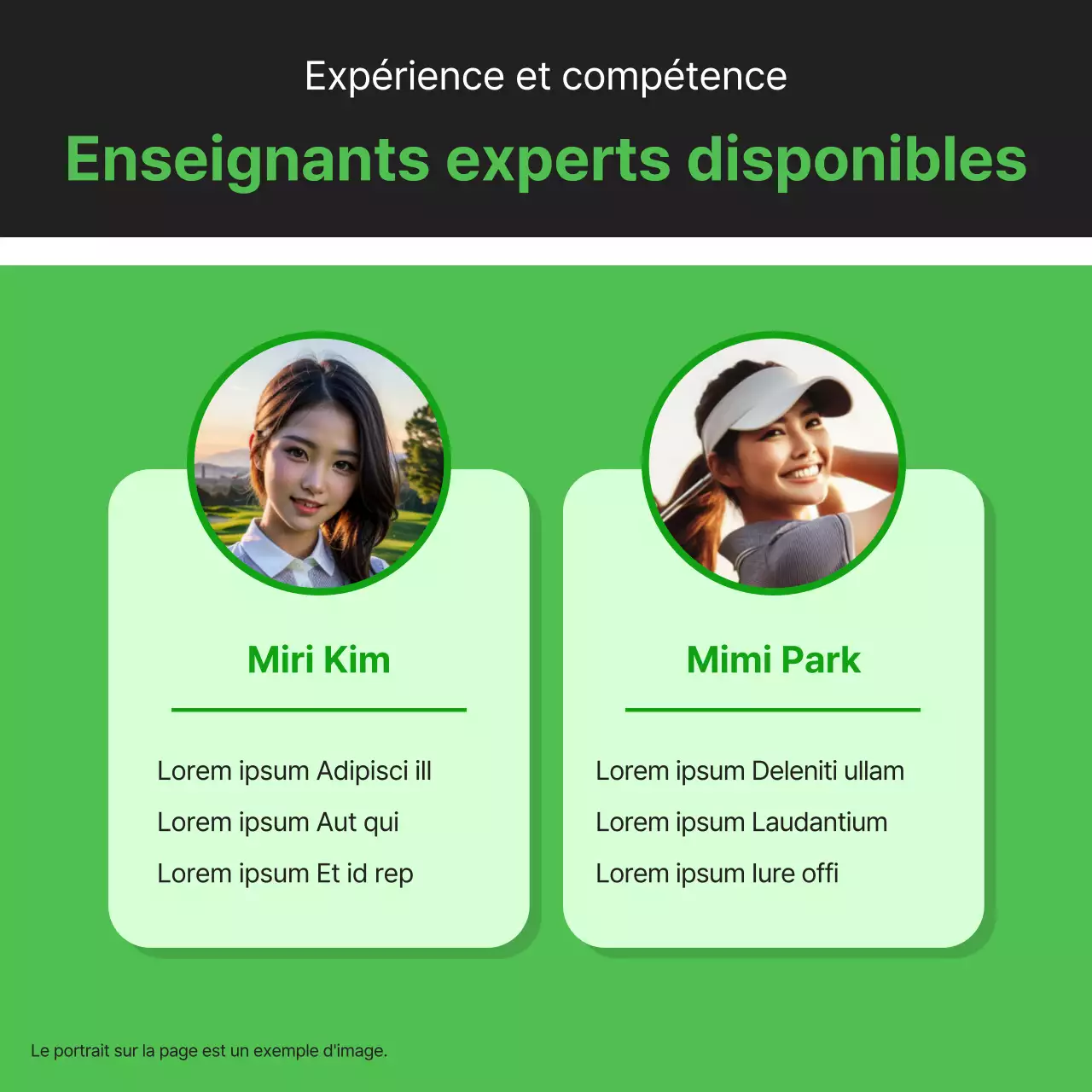 Publicité minimaliste pour un club de golf en vert et bleu