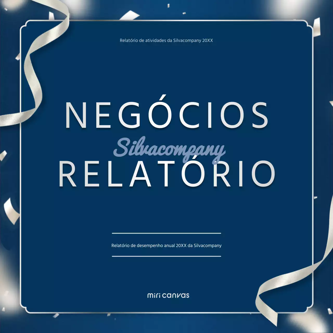 Um luxuoso relatório de desempenho de fim de ano em azul-marinho e prateado