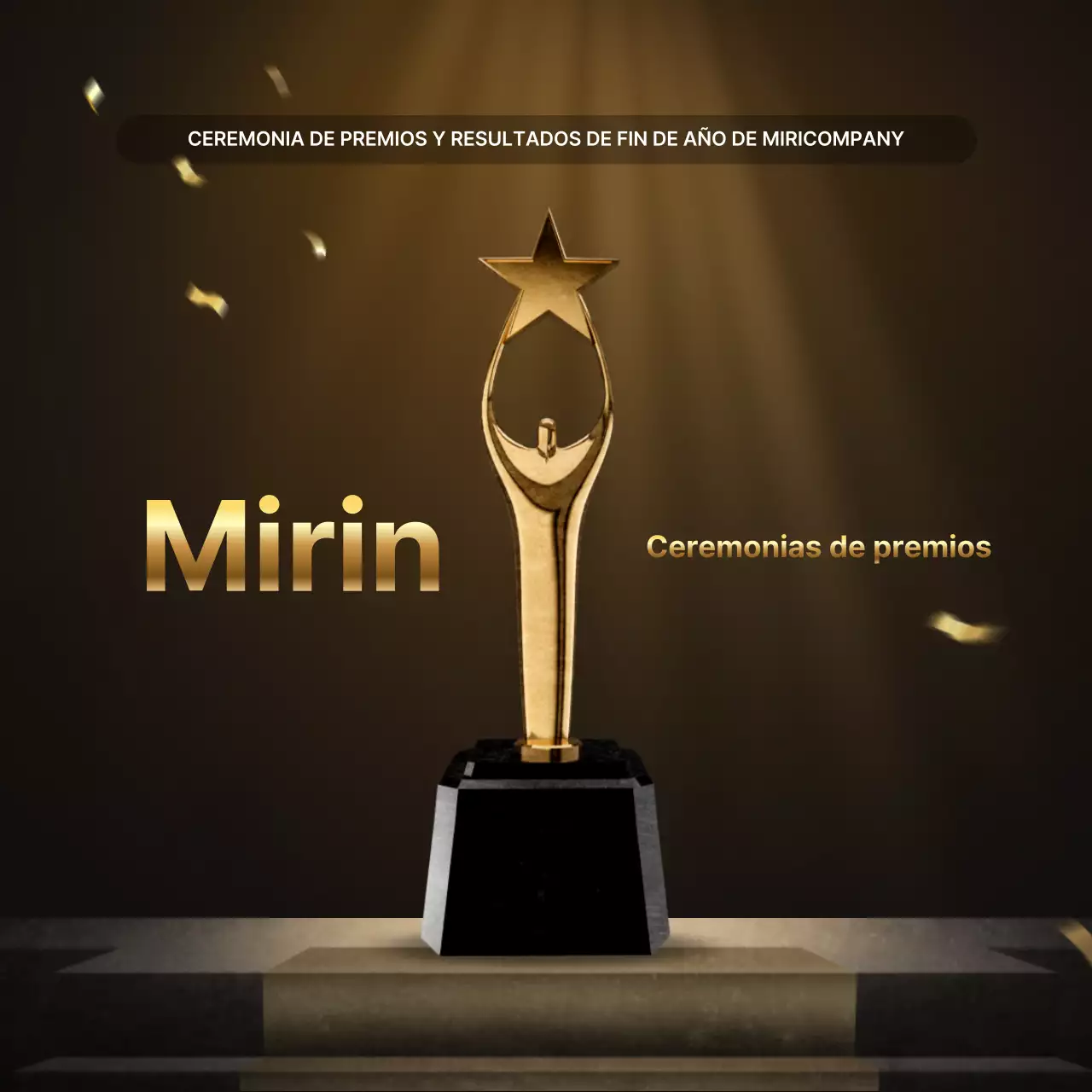 Presentaciones de resultados de lujo en oro y marrón e informes de eventos de fin de año