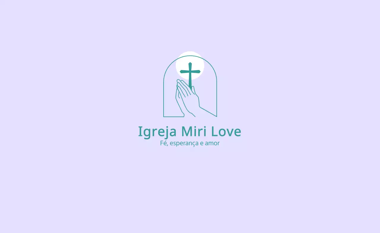 Logótipo de igreja com ilustração de linha turquesa