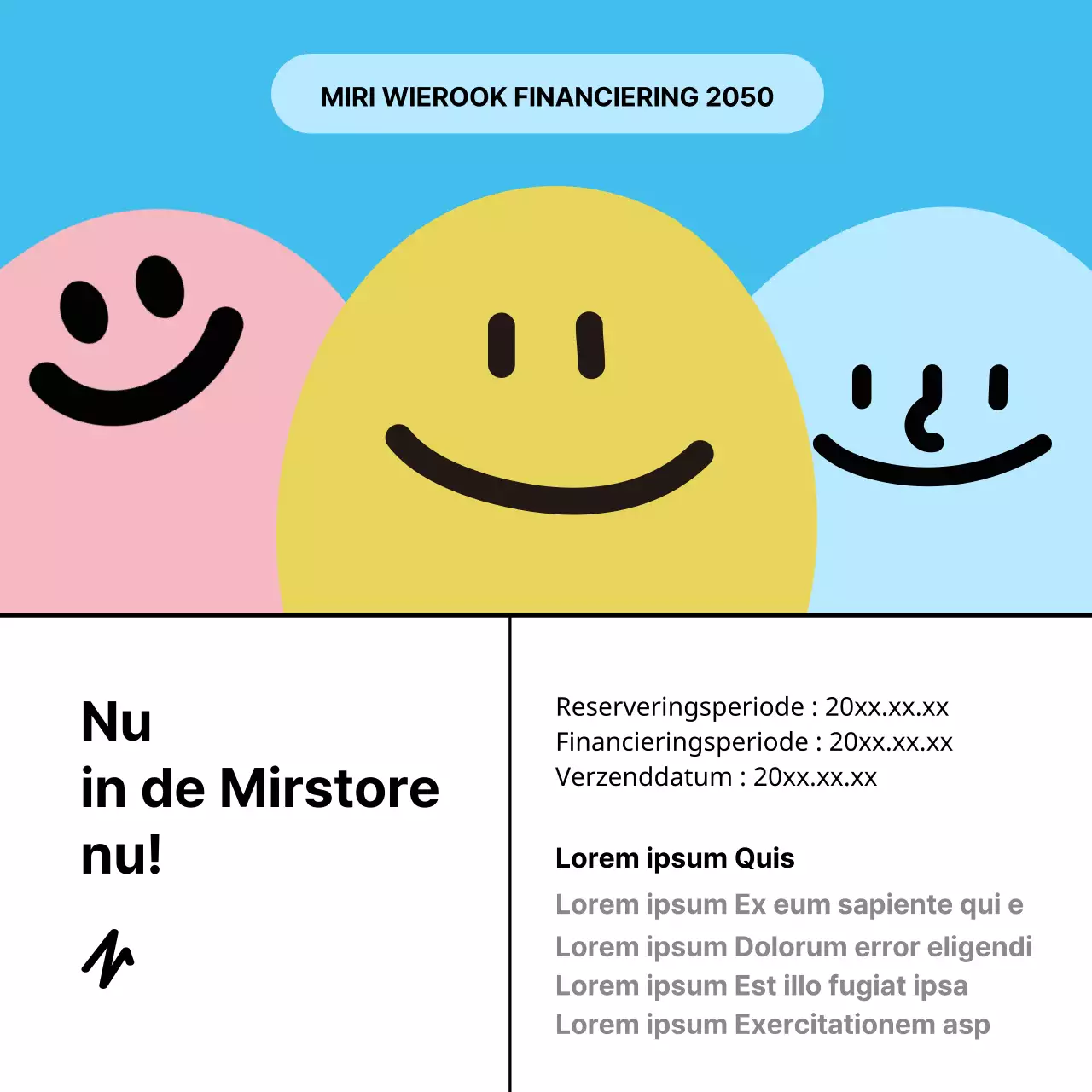 Minimalistisch stimuleringsvoorstel in geel en lichtblauw