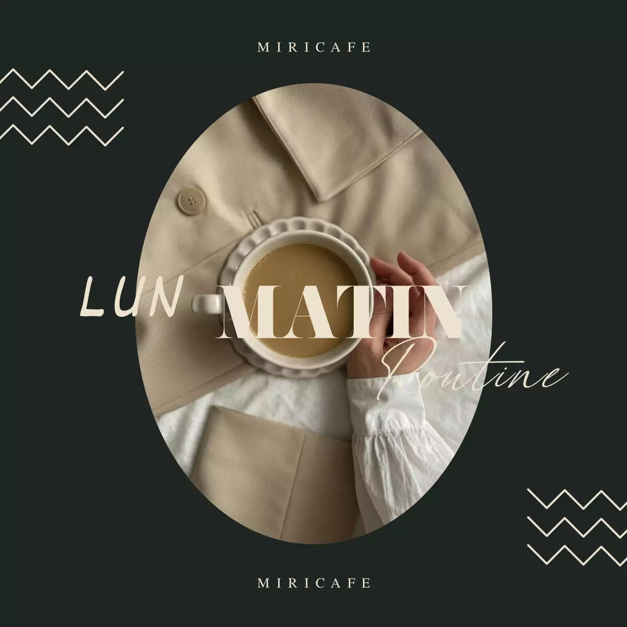 Une publicité simple pour la marque d'un café en vert et ivoire